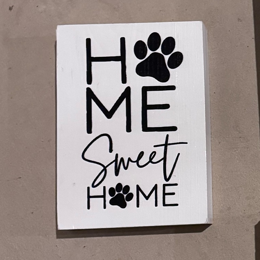 'Home Sweet Home' Pet Wall Art Block - Black and White